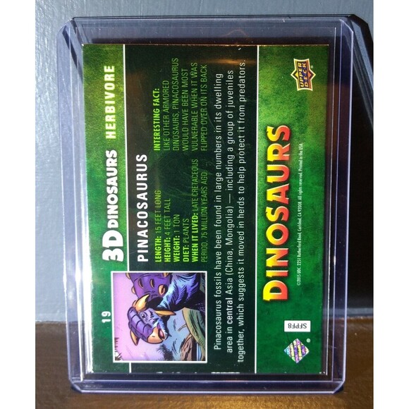 2015 Upper Deck Dinosaurs 3-D Lenticular Pinacosaurus #19 Trading Card - Picture 2 of 2